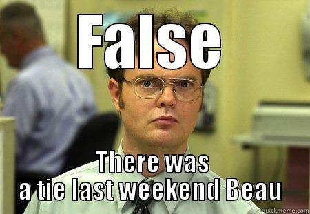 Beau May - FALSE THERE WAS A TIE LAST WEEKEND BEAU  Schrute