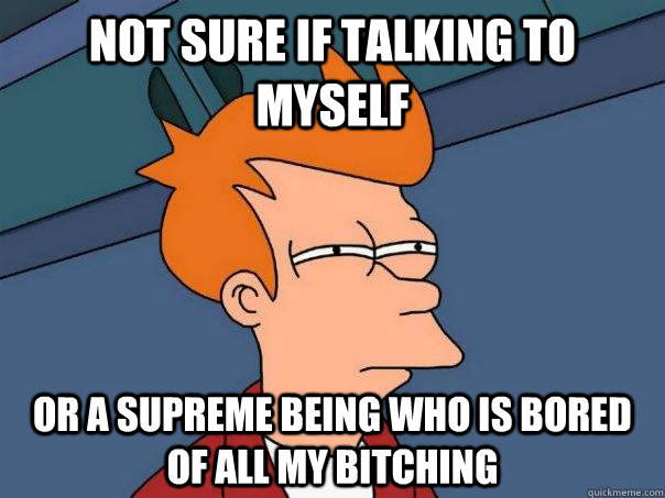 Not sure if talking to myself or a supreme being who is bored of all my bitching - Not sure if talking to myself or a supreme being who is bored of all my bitching  Futurama Fry