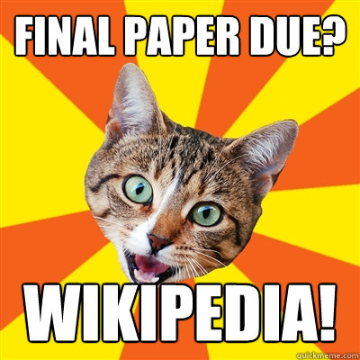 final paper due? wikipedia! - final paper due? wikipedia!  Bad Advice Cat