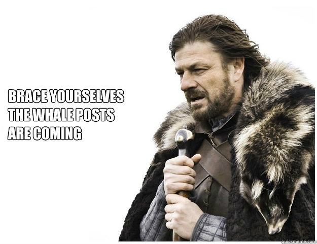 Brace yourselves
the whale posts 
are coming  Imminent Ned