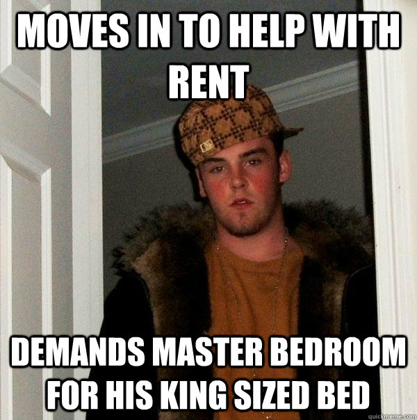 Moves in to help with rent Demands master bedroom for his king sized bed  Scumbag Steve