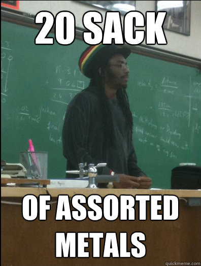 20 sack of assorted metals  Rasta Science Teacher