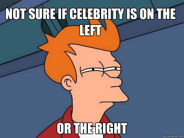 Not sure if celebrity is on the left or the right  Futurama Fry