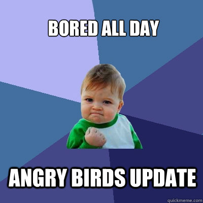 Bored all day angry birds update  - Bored all day angry birds update   Success Kid