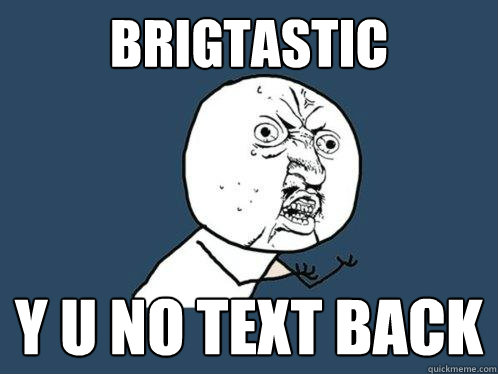 BRIGTASTIC Y U NO TEXT BACK  Y U No