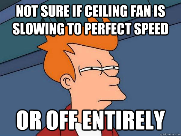 Not sure if ceiling fan is slowing to perfect speed or off entirely  Futurama Fry