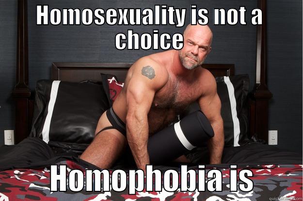 HOMOSEXUALITY IS NOT A CHOICE          HOMOPHOBIA IS        Gorilla Man