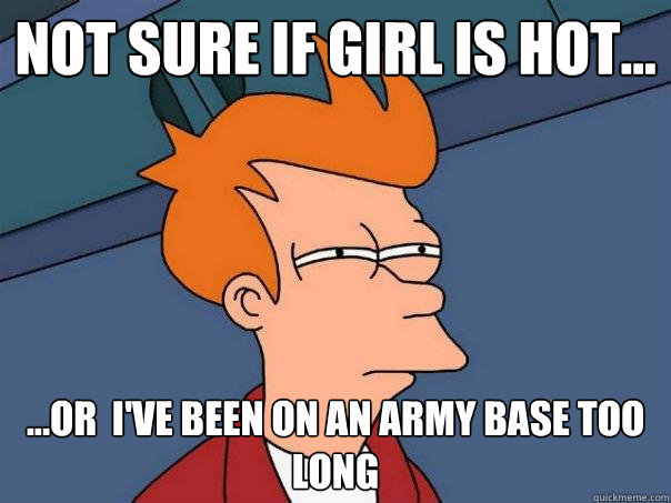 Not sure if girl is hot... ...or  I've been on an Army base too long  Futurama Fry