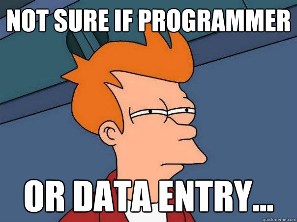 Not sure if programmer or data entry... - Not sure if programmer or data entry...  Futurama Fry