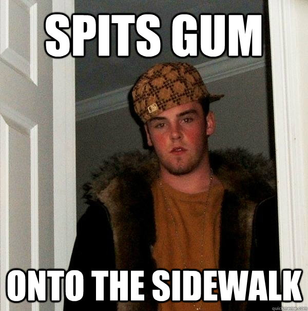 spits gum onto the sidewalk  Scumbag Steve