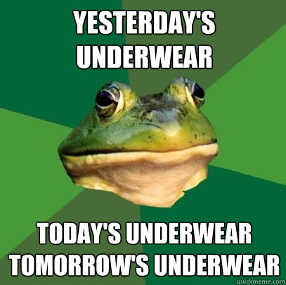 Yesterday's underwear Today's underwear
Tomorrow's underwear  Foul Bachelor Frog