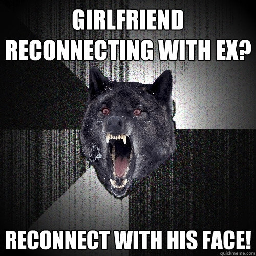 girlfriend reconnecting with ex? reconnect with his face!  Insanity Wolf