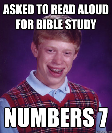 Asked to read aloud for Bible Study Numbers 7   Bad Luck Brian