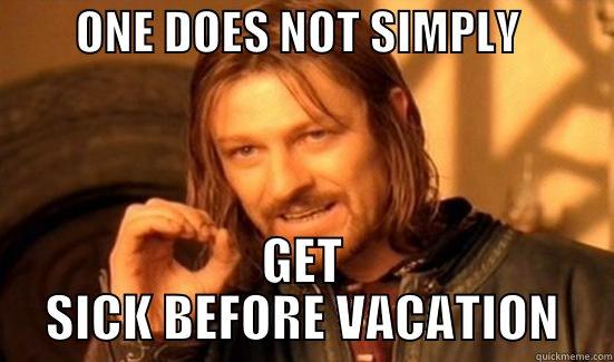         ONE DOES NOT SIMPLY           GET SICK BEFORE VACATION Boromir