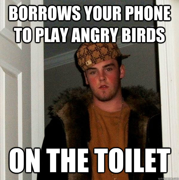 BORROWS YOUR PHONE TO PLAY ANGRY BIRDS ON THE TOILET  Scumbag Steve