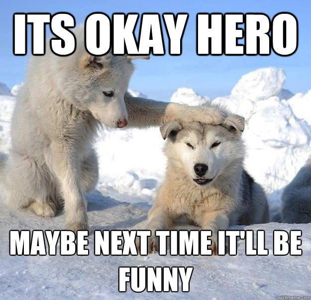 Its Okay Hero Maybe next time it'll be funny  Caring Husky