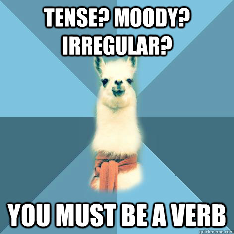 Tense? Moody? Irregular? You must be a verb - Tense? Moody? Irregular? You must be a verb  Linguist Llama