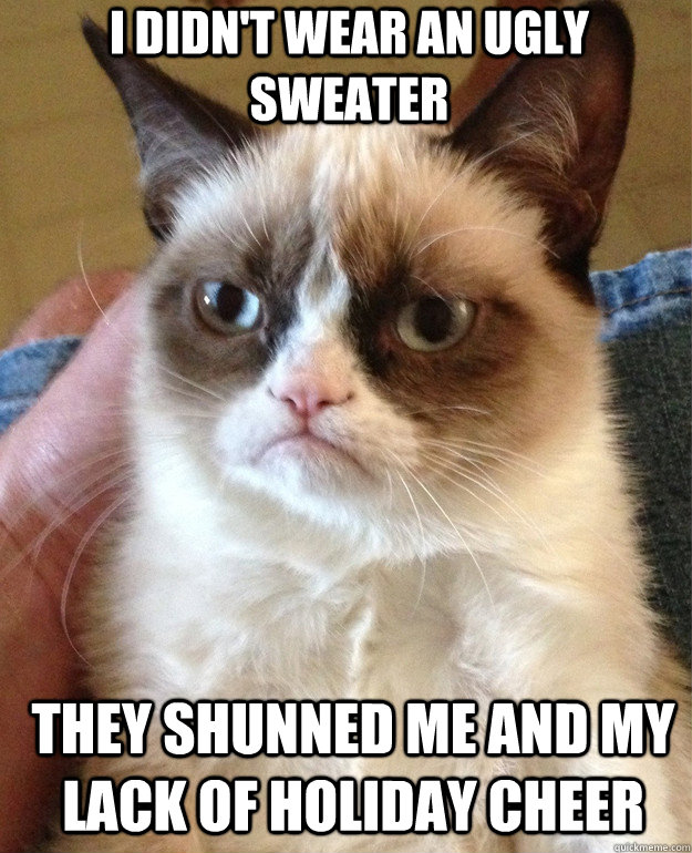 I didn't wear an ugly sweater they shunned me and my lack of holiday cheer  Grumpy Cat