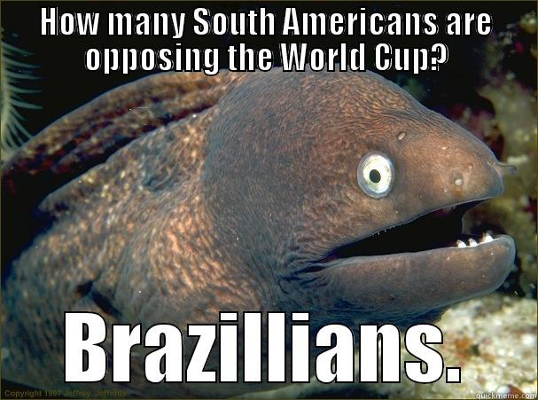 HOW MANY SOUTH AMERICANS ARE OPPOSING THE WORLD CUP? BRAZILLIANS. Bad Joke Eel