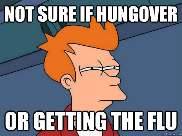 Not sure if hungover Or getting the flu  Futurama Fry