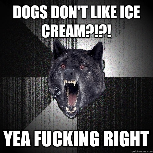 Dogs don't like Ice Cream?!?! YEA FUCKING RIGHT  Insanity Wolf