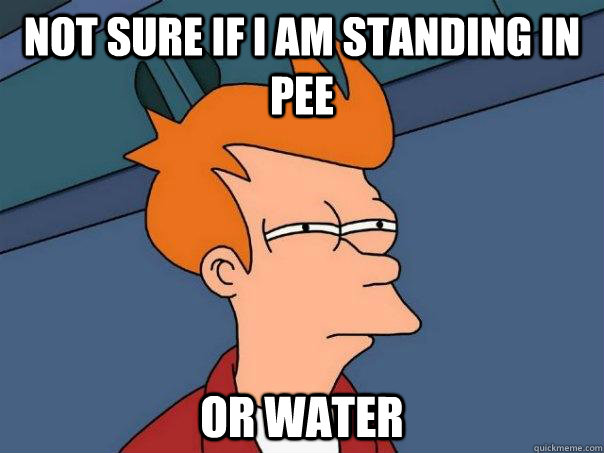 not sure if i am standing in pee or water  Futurama Fry