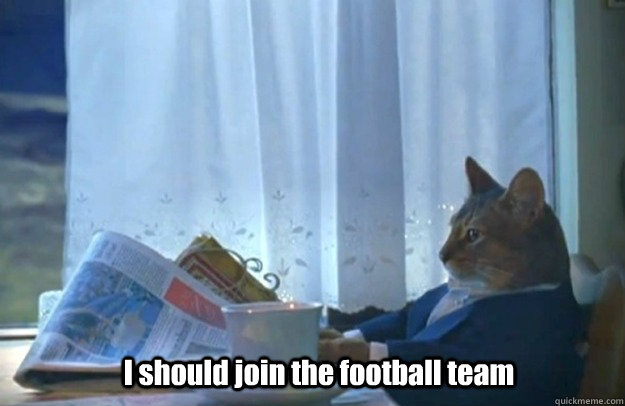 I should join the football team  Sophisticated Cat