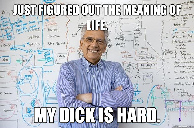 Just figured out the meaning of life. My dick is hard. - Just figured out the meaning of life. My dick is hard.  Engineering Professor