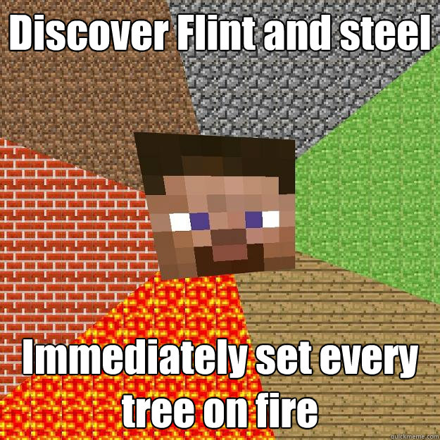 Discover Flint and steel Immediately set every tree on fire  Minecraft