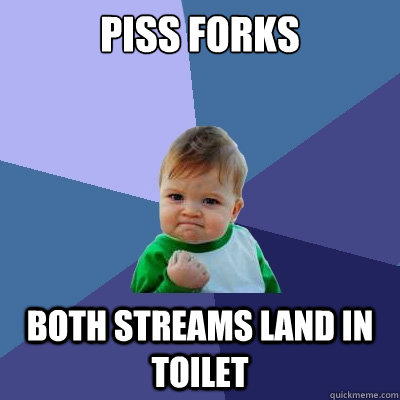 Piss forks Both streams land in toilet  Success Kid