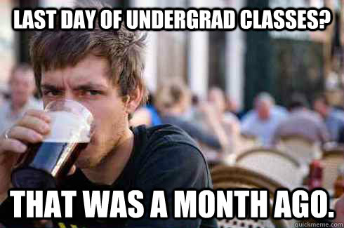 Last Day of UnderGrad classes? That was a month ago.  Lazy College Senior