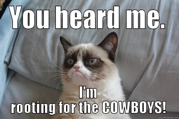 YOU HEARD ME. I'M ROOTING FOR THE COWBOYS! Grumpy Cat