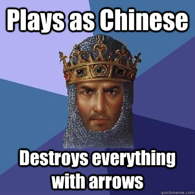 Plays as Chinese Destroys everything with arrows  Age of Empires