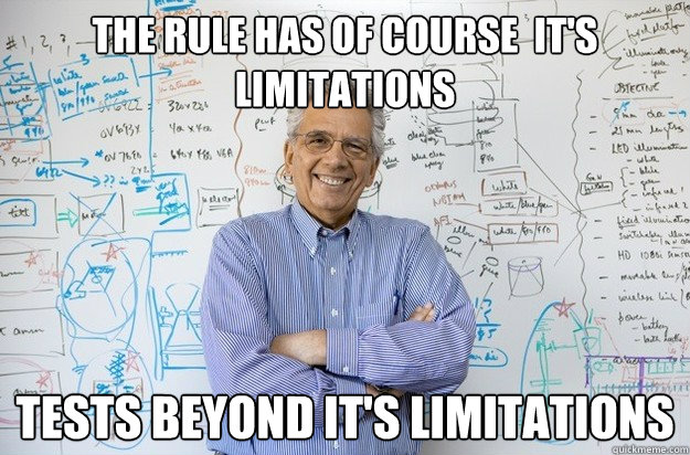 the rule has of course  it's limitations tests beyond it's limitations  Engineering Professor