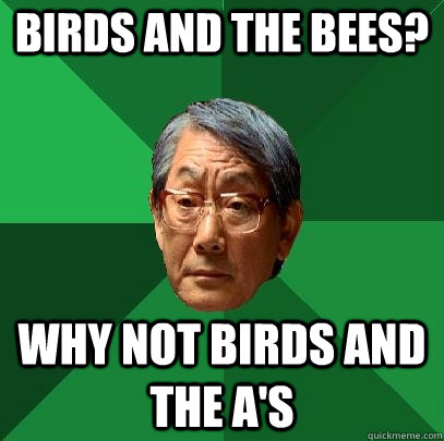 birds and the bees? why not birds and the A's  High Expectations Asian Father