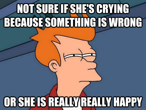 Not sure if she's crying because something is wrong Or she is really really happy  Futurama Fry