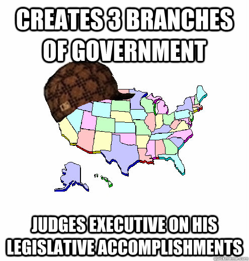 Creates 3 branches of government Judges executive on his legislative accomplishments - Creates 3 branches of government Judges executive on his legislative accomplishments  Misc