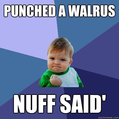 Punched a Walrus Nuff said'  Success Kid