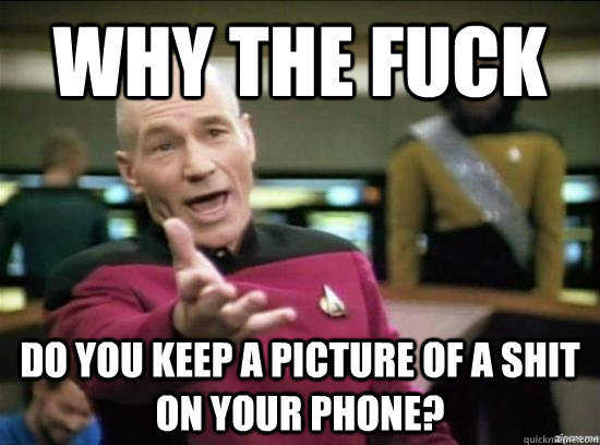 Why the fuck Do you keep a picture of a shit on your phone?  Annoyed Picard HD