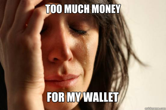 Too Much Money For my wallet  First World Problems