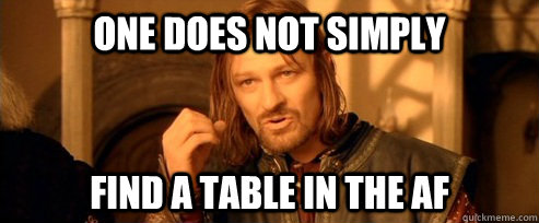 One does not simply find a table in the AF  One Does Not Simply