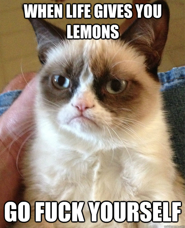 When life gives you lemons Go fuck yourself  Grumpy Cat