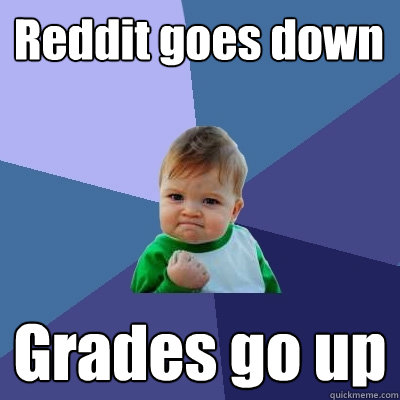 Reddit goes down Grades go up  Success Kid