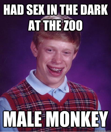 had sex in the dark at the zoo male monkey  Bad Luck Brian