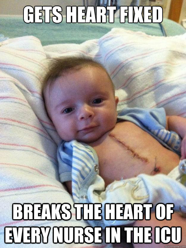 gets heart fixed breaks the heart of every nurse in the icu  Ridiculously Goodlooking Surgery Baby