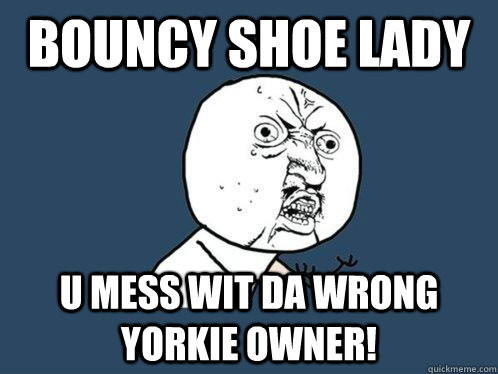 Bouncy Shoe Lady u mess wit da wrong Yorkie owner! - Bouncy Shoe Lady u mess wit da wrong Yorkie owner!  Y U No