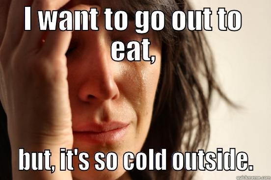 I WANT TO GO OUT TO EAT,  BUT, IT'S SO COLD OUTSIDE. First World Problems