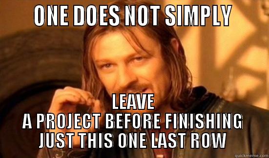      ONE DOES NOT SIMPLY      LEAVE A PROJECT BEFORE FINISHING JUST THIS ONE LAST ROW Boromir