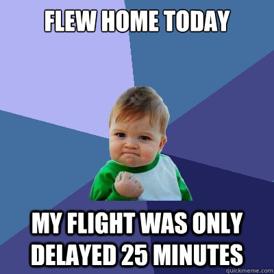 Flew home today My flight was only delayed 25 minutes  Success Kid