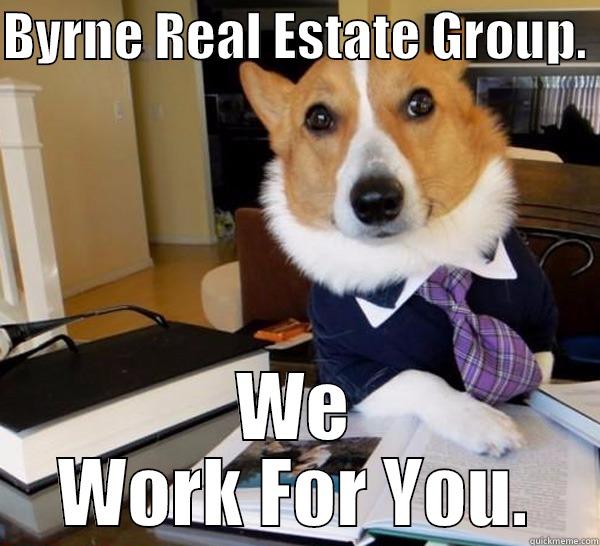 BYRNE REAL ESTATE GROUP.  WE WORK FOR YOU. Lawyer Dog